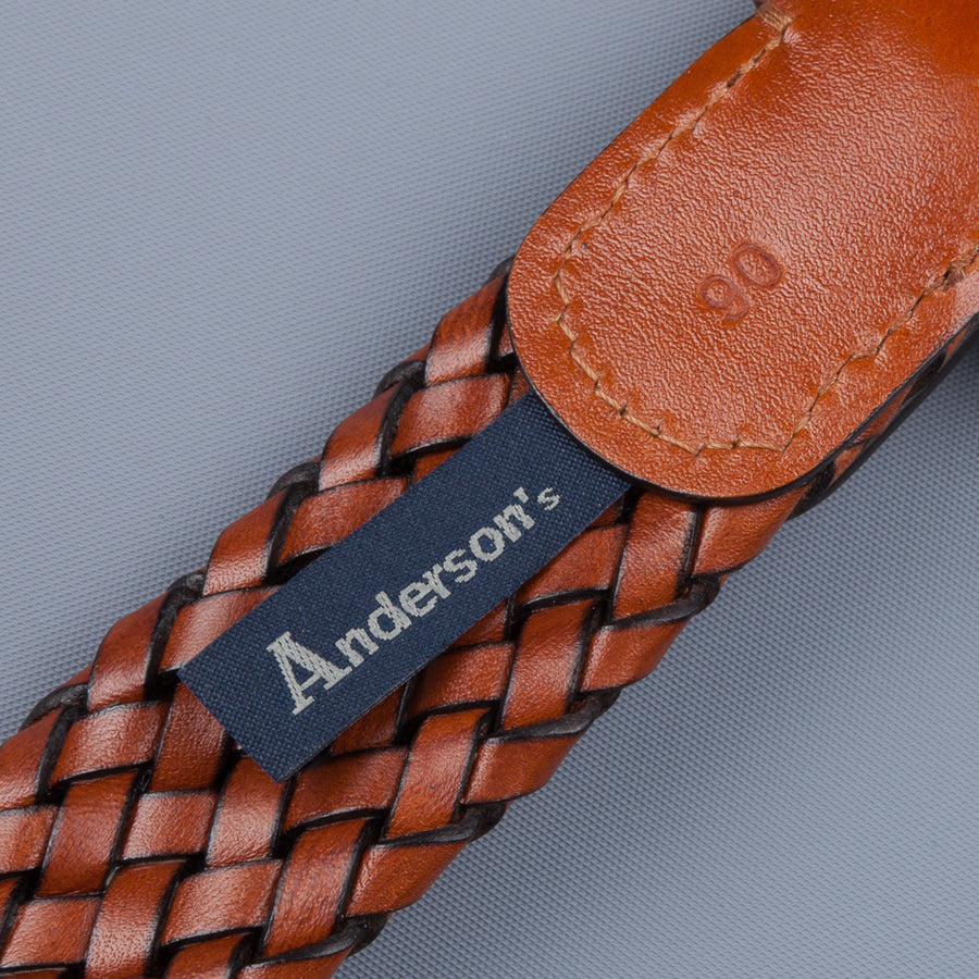 Anderson's Tubular Handwoven Leather Belt Tan