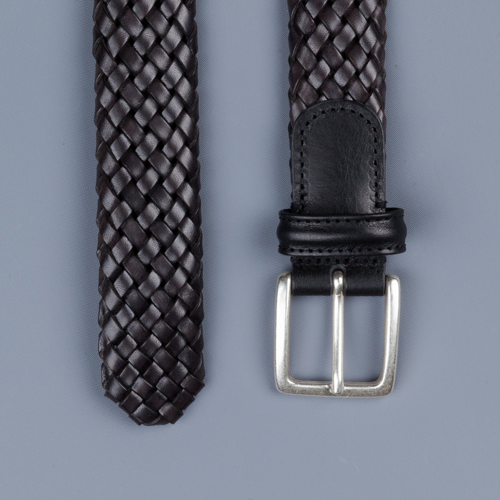 Anderson's Tubular Handwoven Leather Belt Black