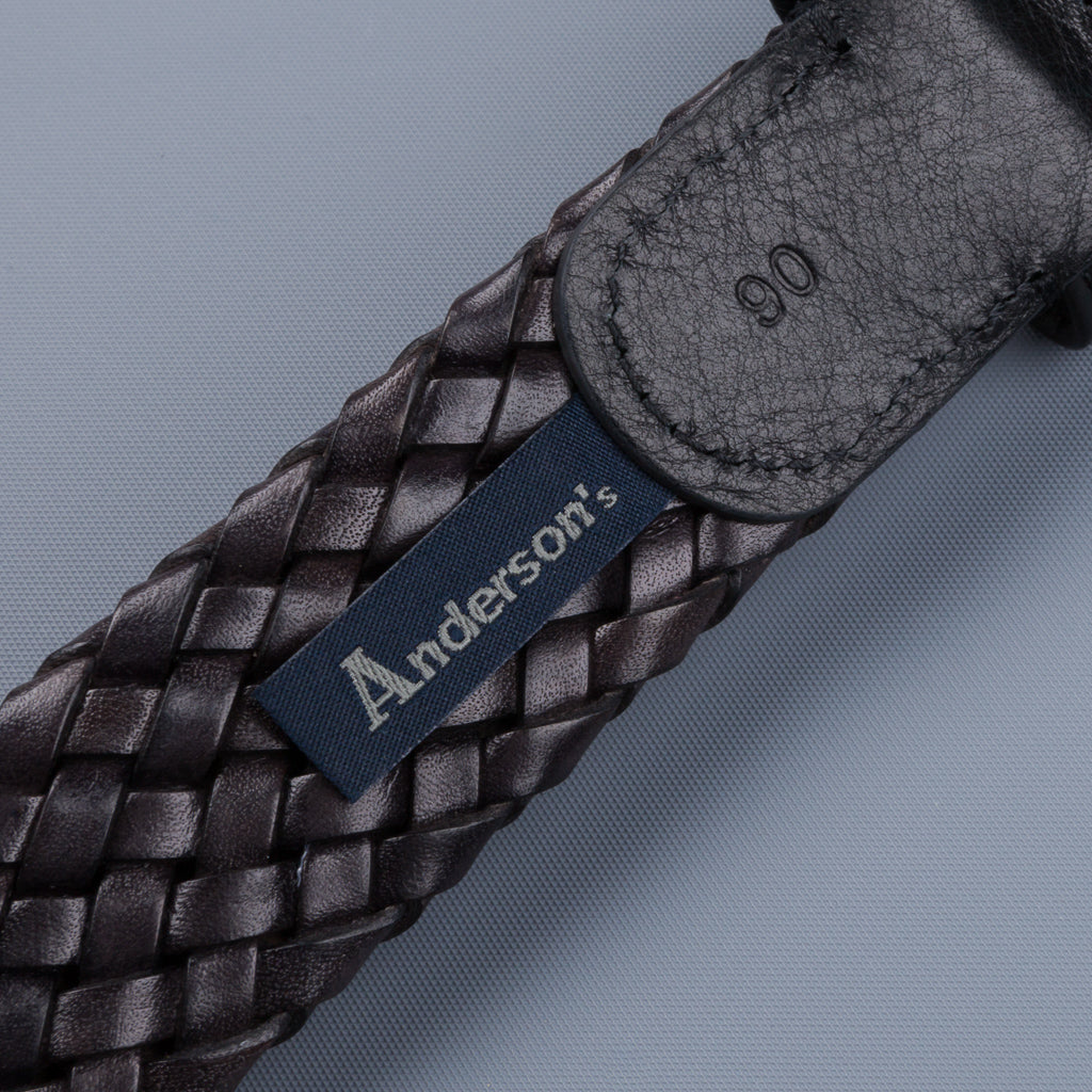 Anderson's Tubular Handwoven Leather Belt Black