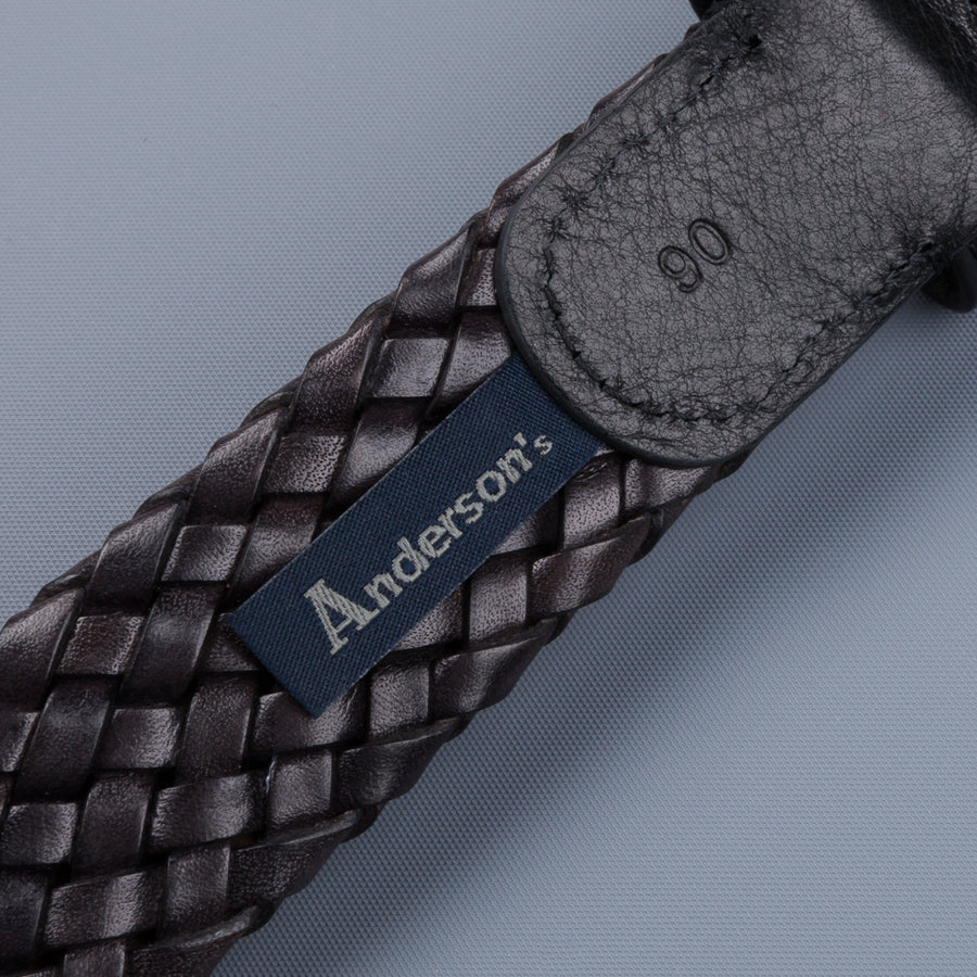 Anderson's Tubular Handwoven Leather Belt Black