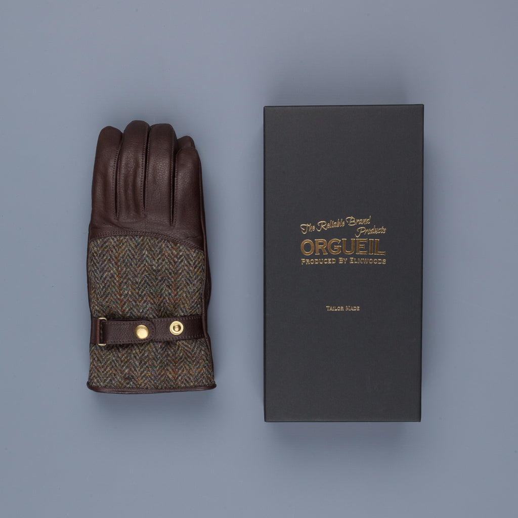 Orgueil Long Leather Gloves OR-7107 Brown