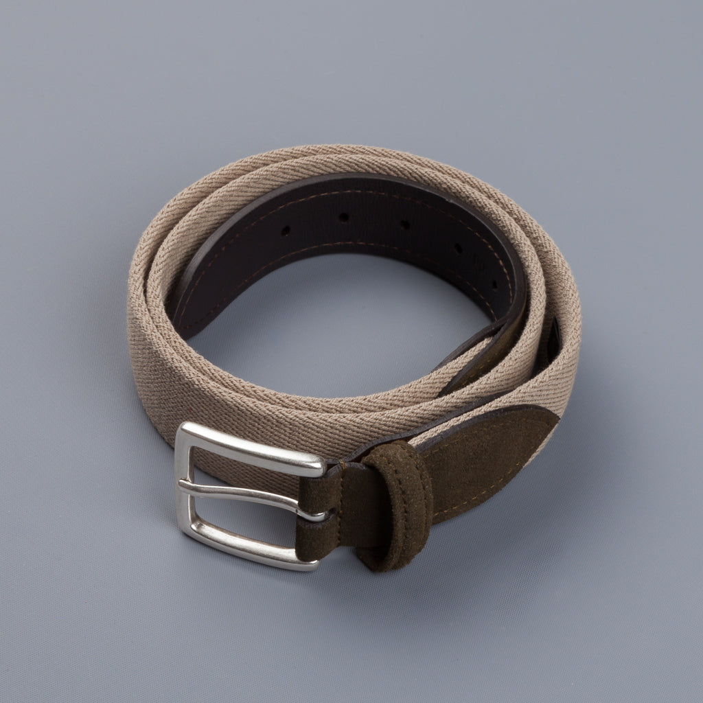 Anderson&#39;s x Frans Boone Woven Belt Tan - Olive Suede