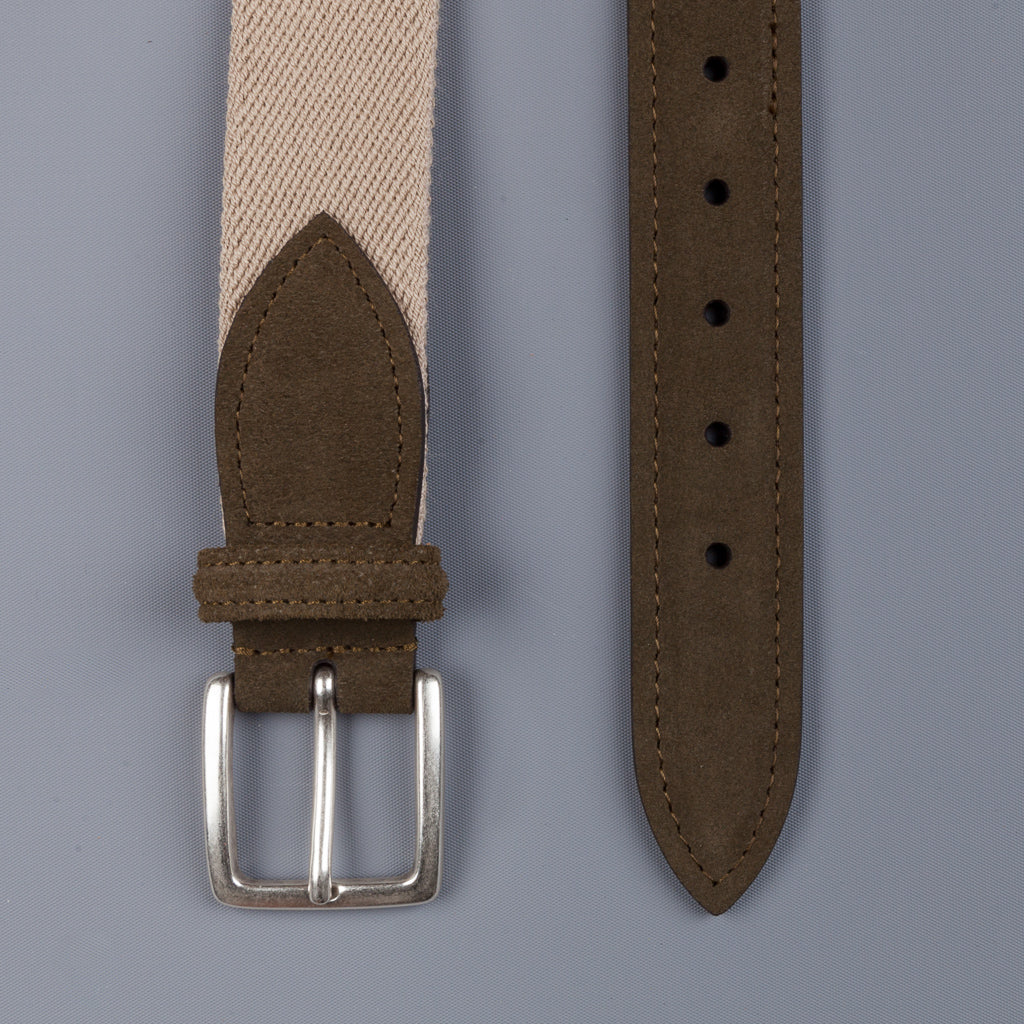 Anderson&#39;s x Frans Boone Woven Belt Tan - Olive Suede