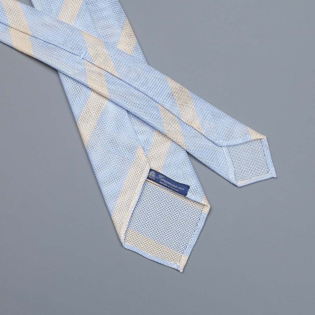 Finamore Cravatta &quot;Sette Pieghe&quot; Celeste striped