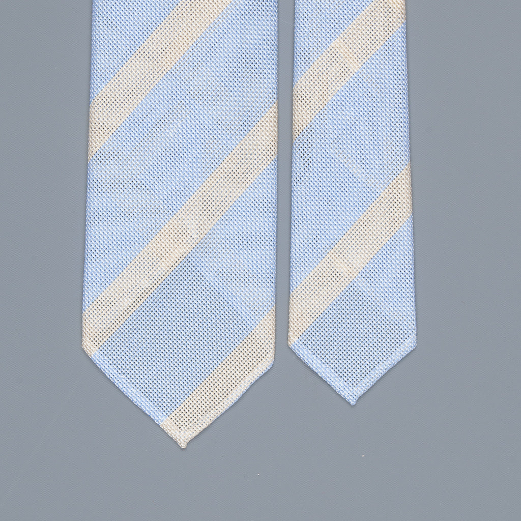 Finamore Cravatta &quot;Sette Pieghe&quot; Celeste striped