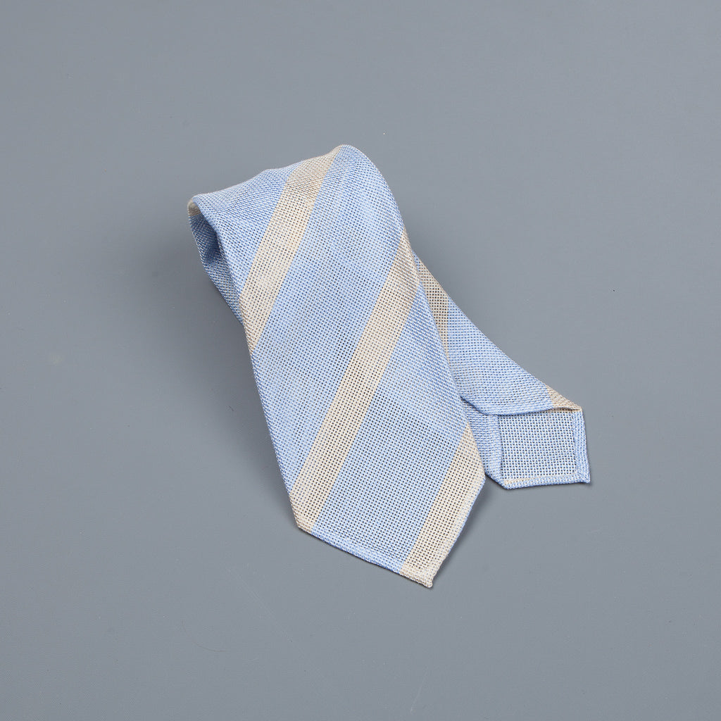 Finamore Cravatta &quot;Sette Pieghe&quot; Celeste striped