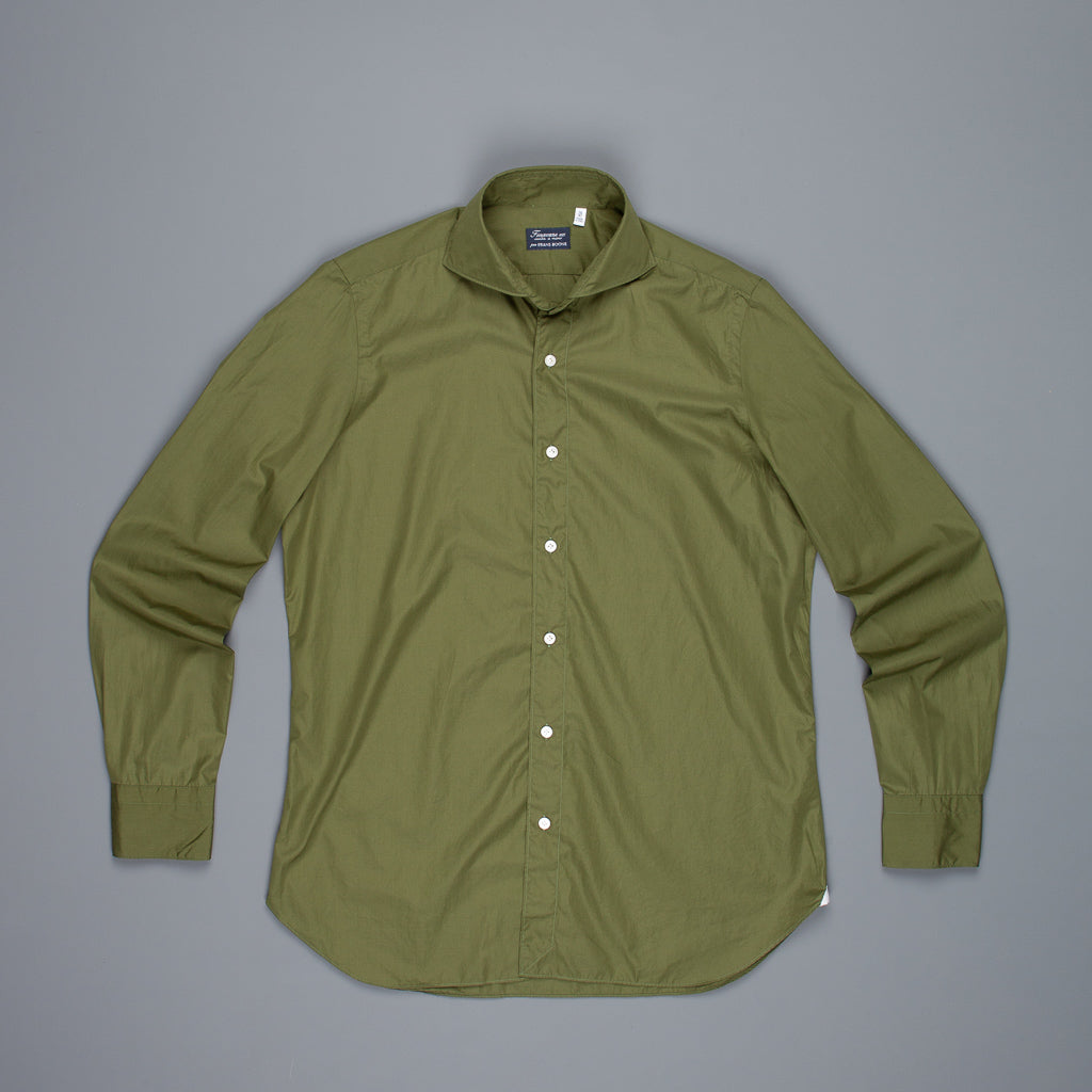 Finamore Gaeta Shirt Sergio Collar Alumo Poplin Olive