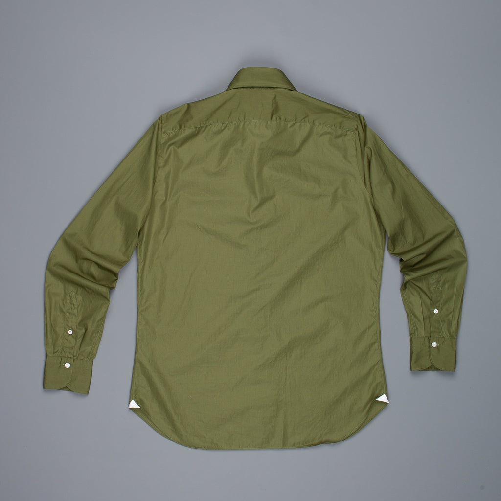 Finamore Gaeta Shirt Sergio Collar Alumo Poplin Olive