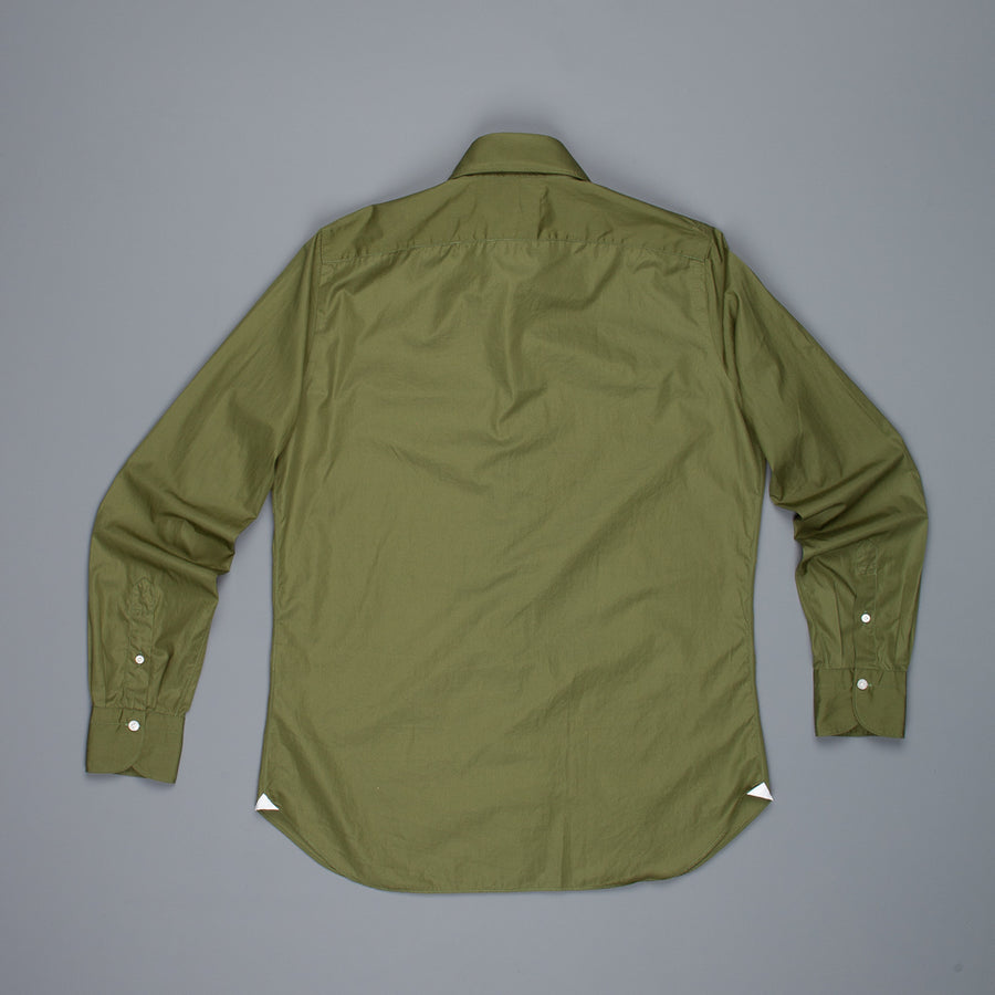Finamore Gaeta Shirt Sergio Collar Alumo Poplin Olive