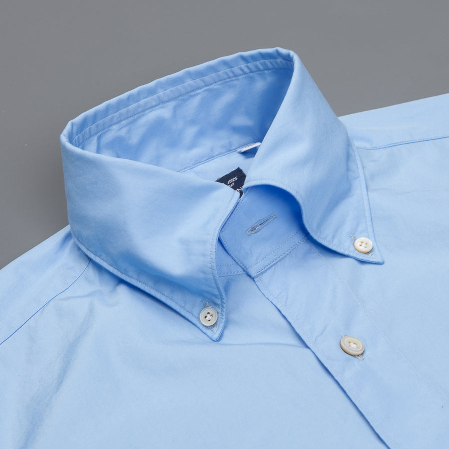 Finamore Tokyo shirt Lucio Collar Alumo poplin Avio blue