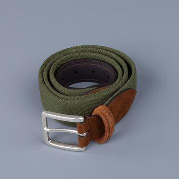 Anderson's x Frans Boone Woven Belt Olive - Snuff Suede
