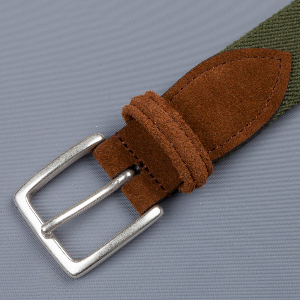 Anderson's x Frans Boone Woven Belt Olive - Snuff Suede