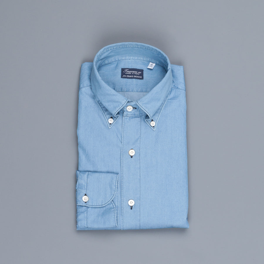 Finamore Gaeta shirt Lucio collar light denim bleached
