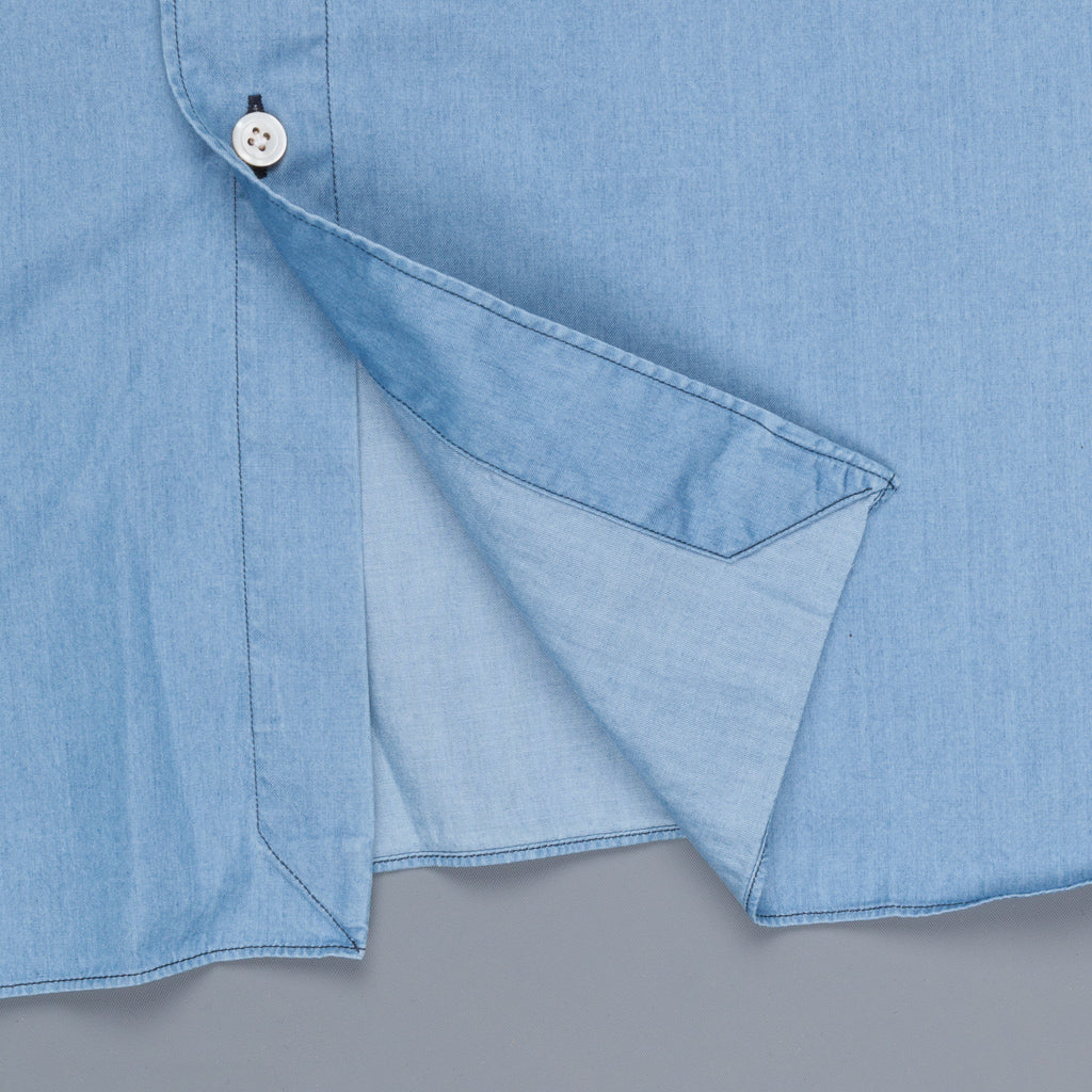 Finamore Gaeta shirt Lucio collar light denim bleached