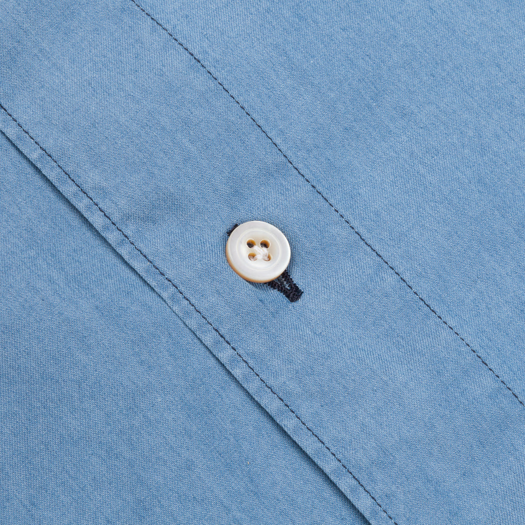 Finamore Gaeta shirt Lucio collar light denim bleached