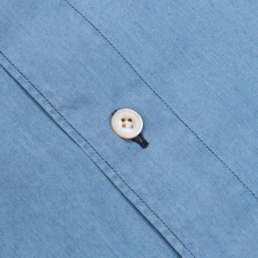 Finamore Gaeta shirt Lucio collar light denim bleached