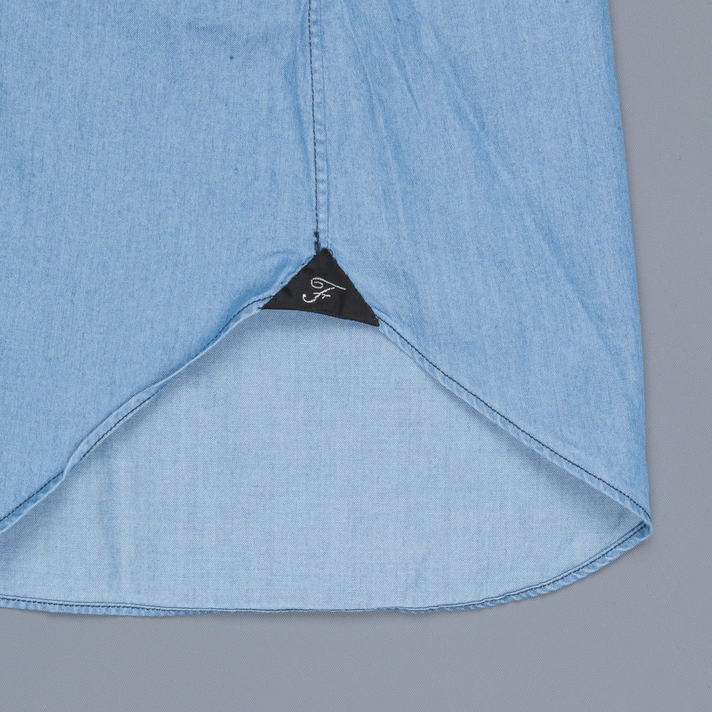 Finamore Gaeta shirt Lucio collar light denim bleached