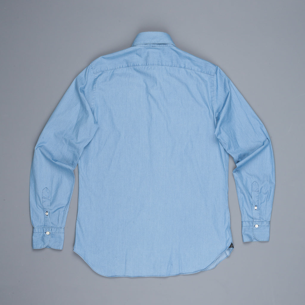 Finamore Gaeta shirt Lucio collar light denim bleached