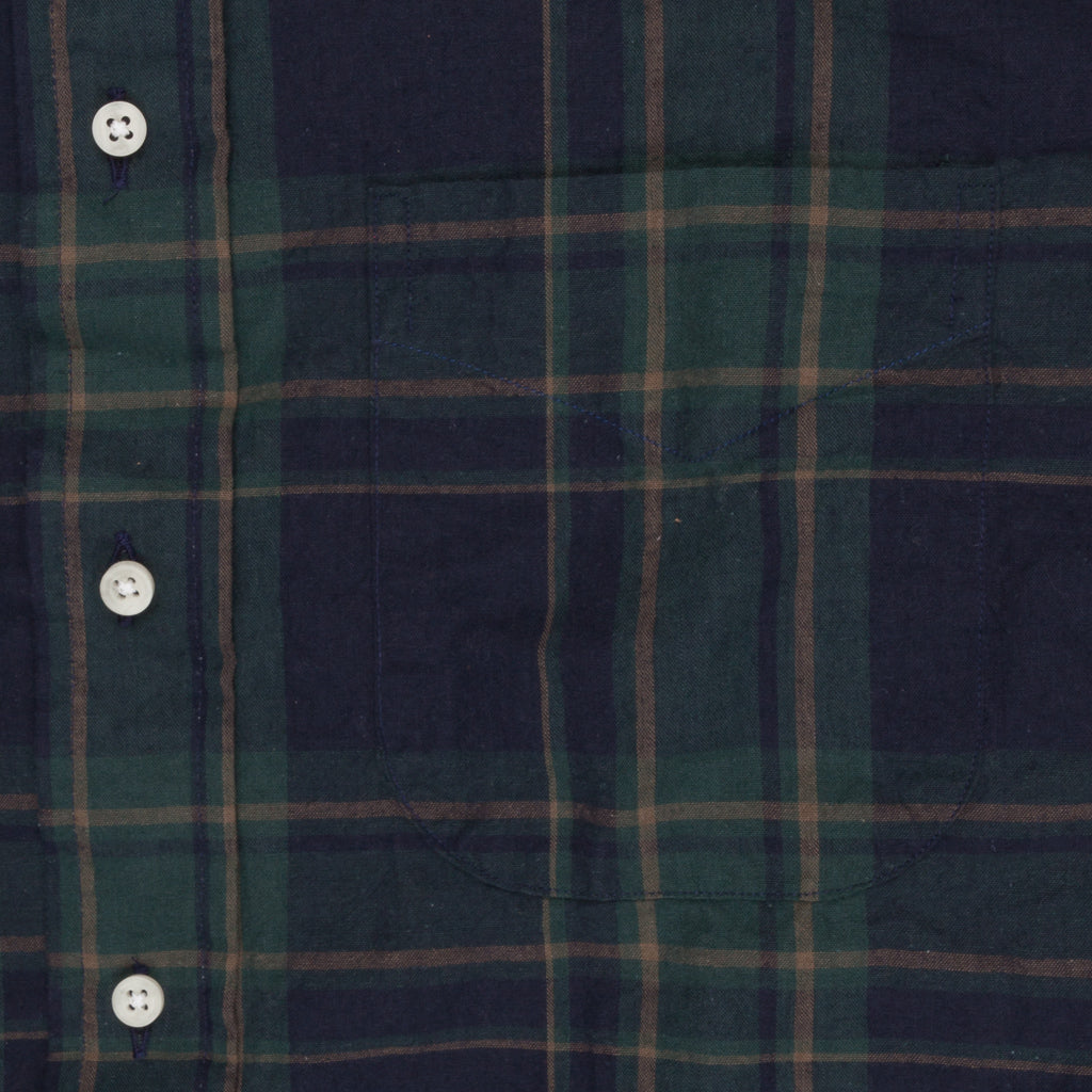 Gitman Vintage Button Down Shirt Madras Navy Holly Green