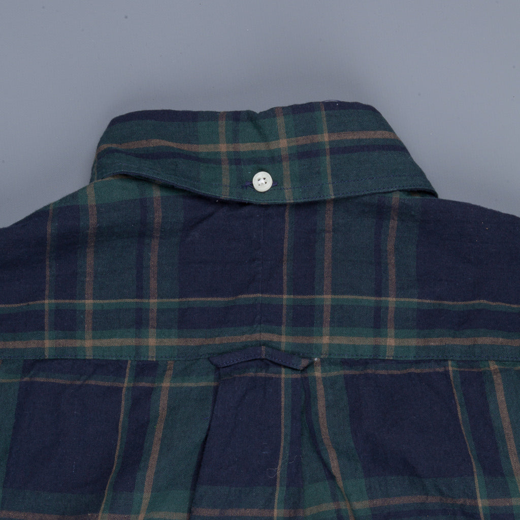Gitman Vintage Button Down Shirt Madras Navy Holly Green