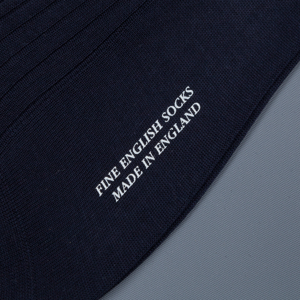 Frans Boone X Pantherella Vale Socks 100% Fil d&#39;Ecosse / Cotton lisle  Navy