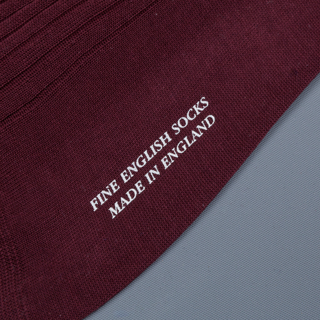 Frans Boone X Pantherella Vale Socks 100% Fil d&#39;Ecosse / Cotton lisle  Burgundy