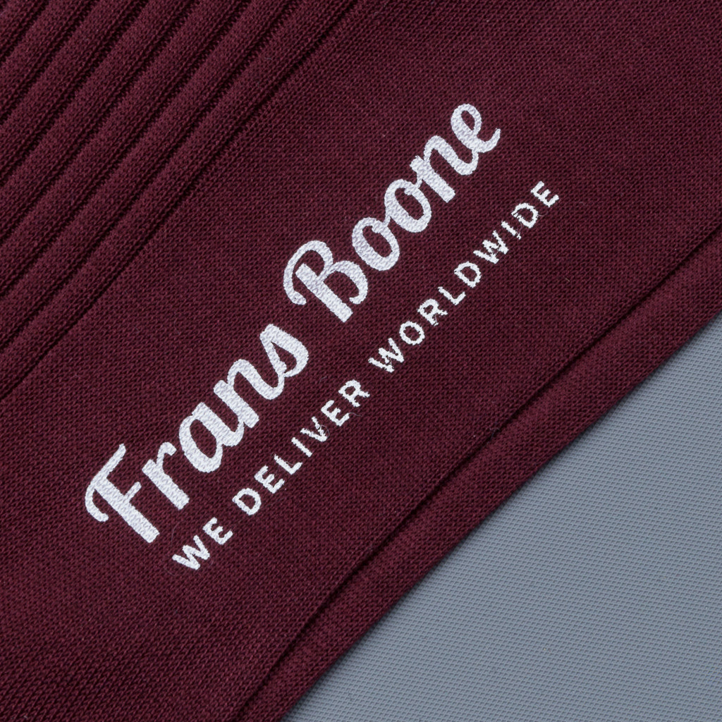 Frans Boone X Pantherella Vale Socks 100% Fil d&#39;Ecosse / Cotton lisle  Burgundy