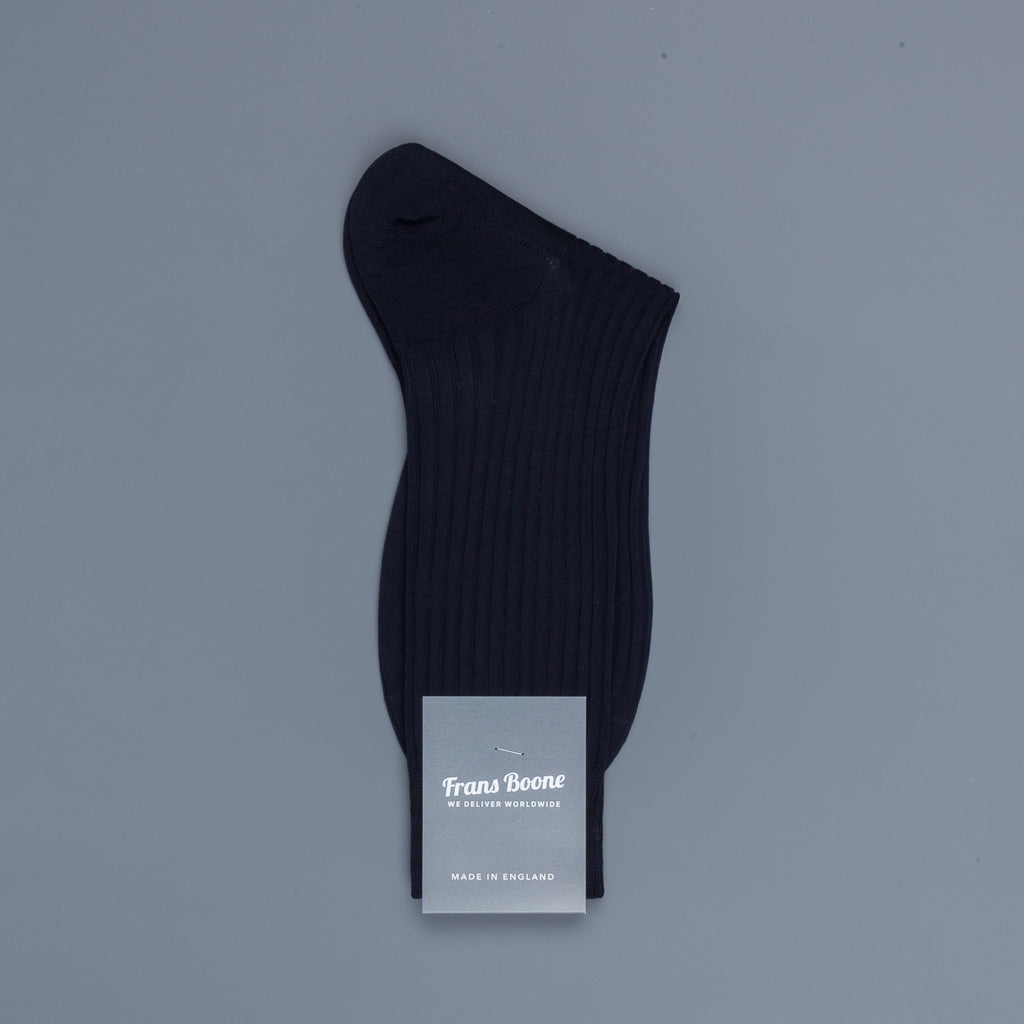 Frans Boone X Pantherella Vale Socks 100% Fil d&#39;Ecosse / Cotton lisle  Navy