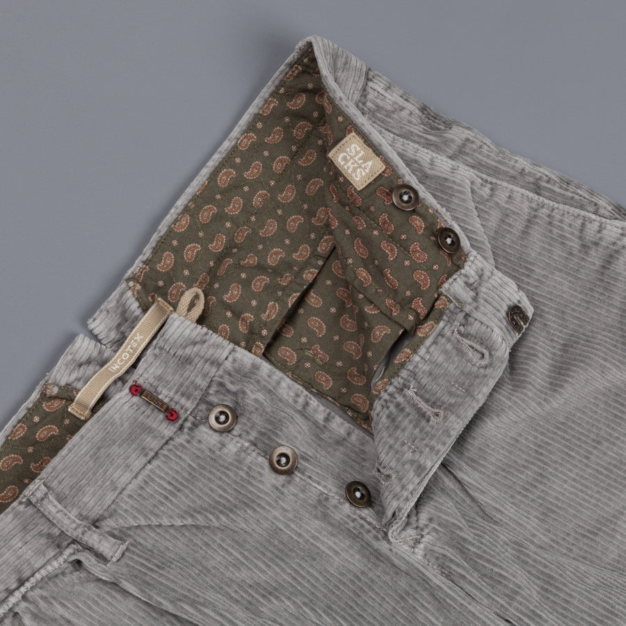 Incotex Model 1ST601 Velvet Corduroy Grigio Chiaro