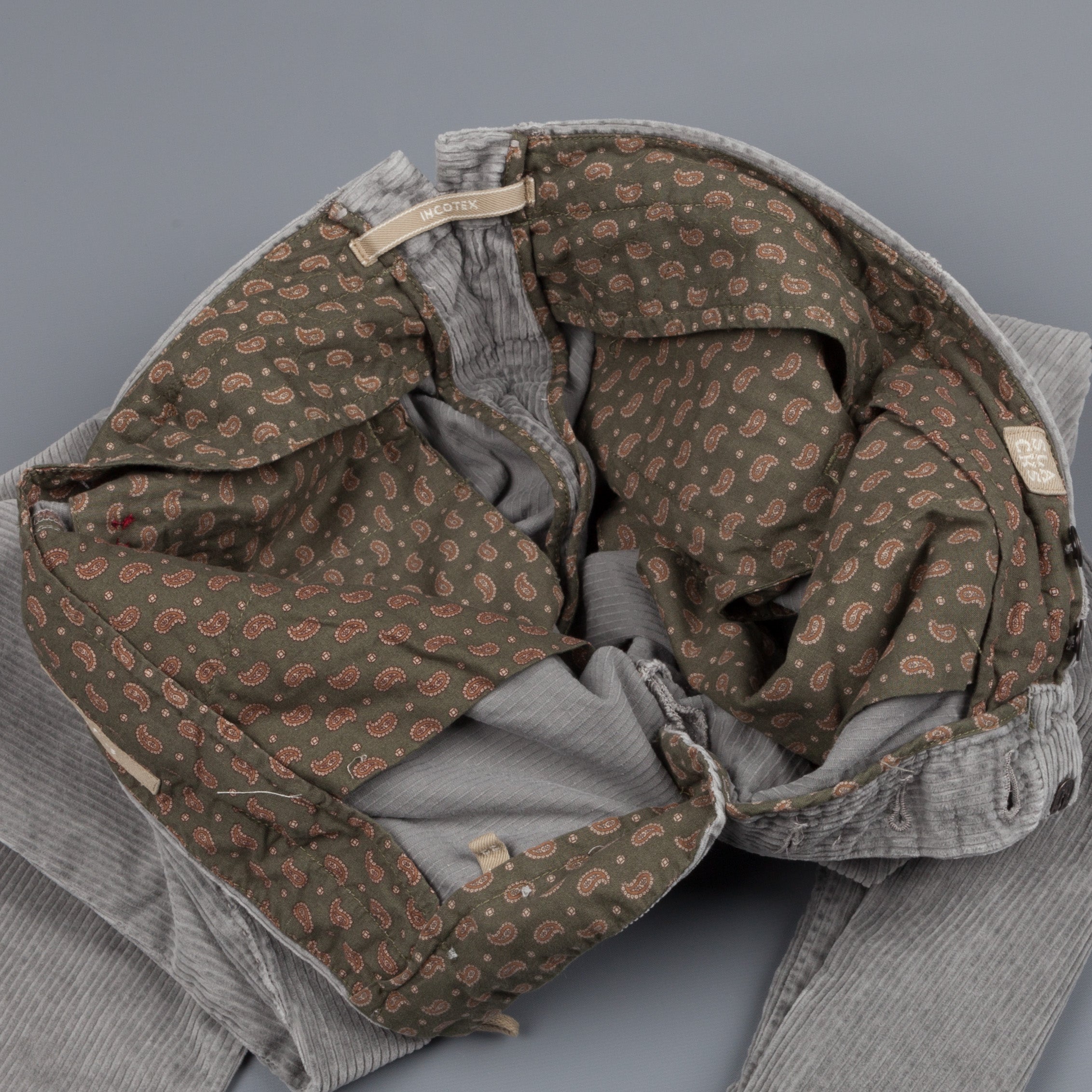 Incotex Model 1ST601 Velvet Corduroy Grigio Chiaro