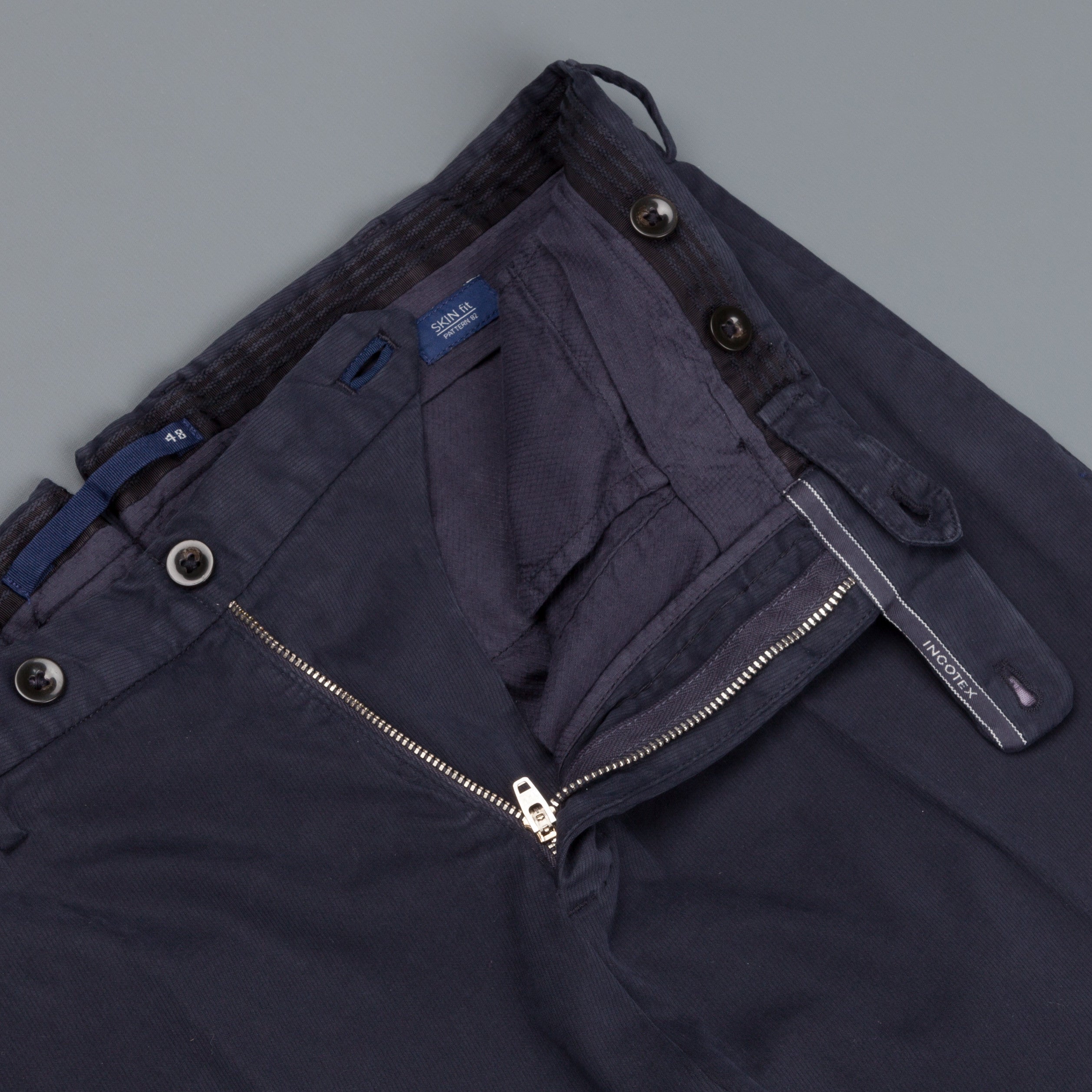 Incotex Venezia model 82 skin fit trico chino pants Blu Scuro