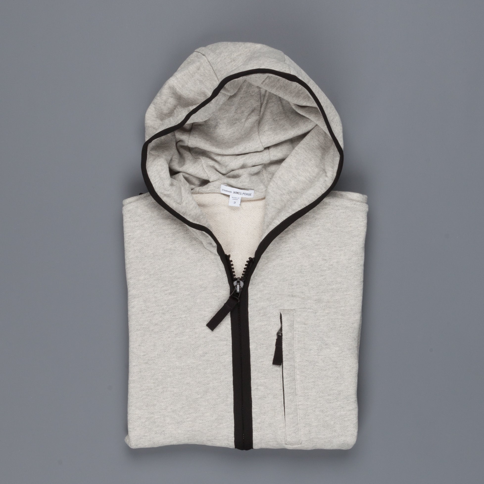 James Perse French Terry Full zip hoody Heather Grey Black