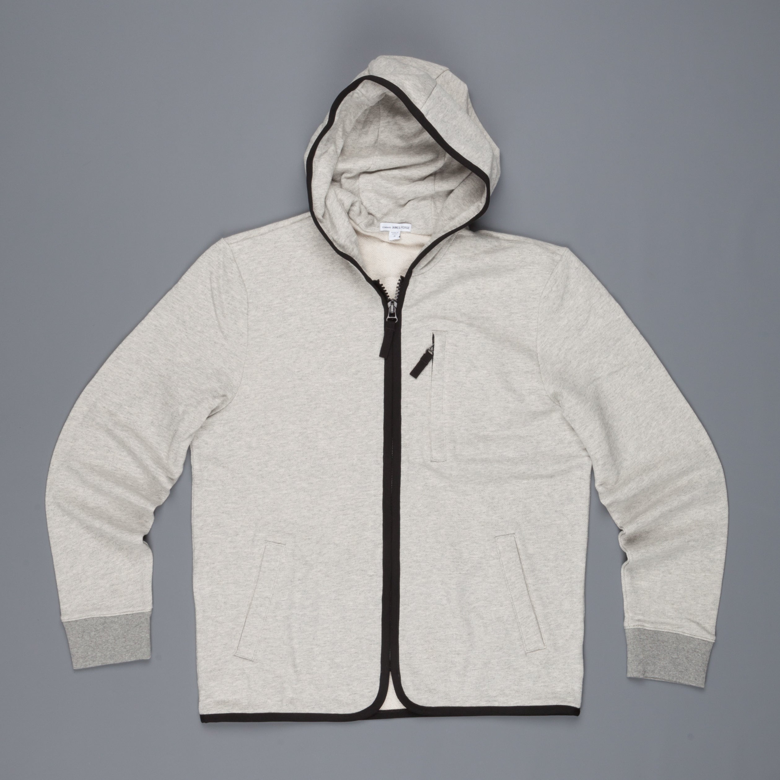 James Perse French Terry Full zip hoody Heather Grey Black