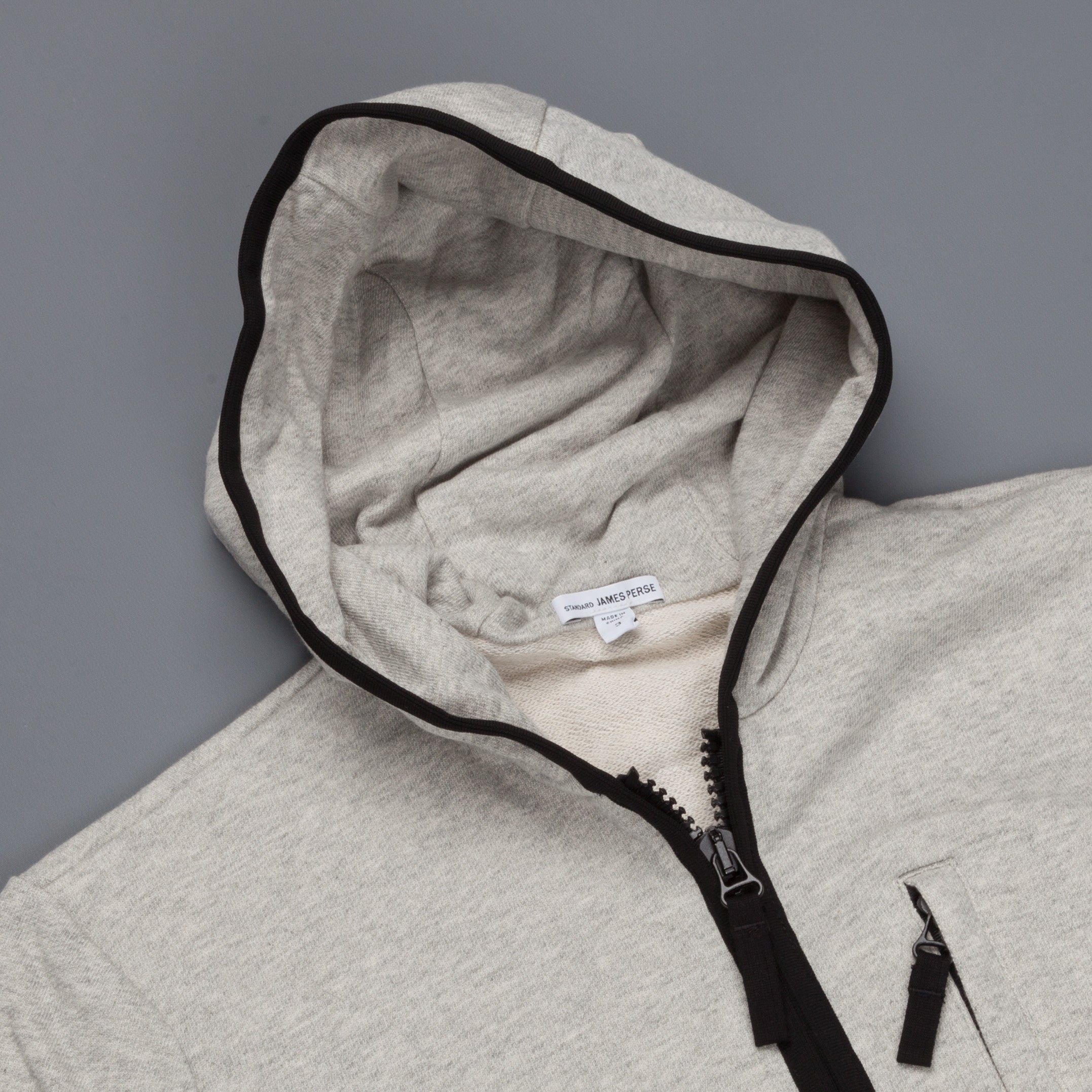 James Perse French Terry Full zip hoody Heather Grey Black