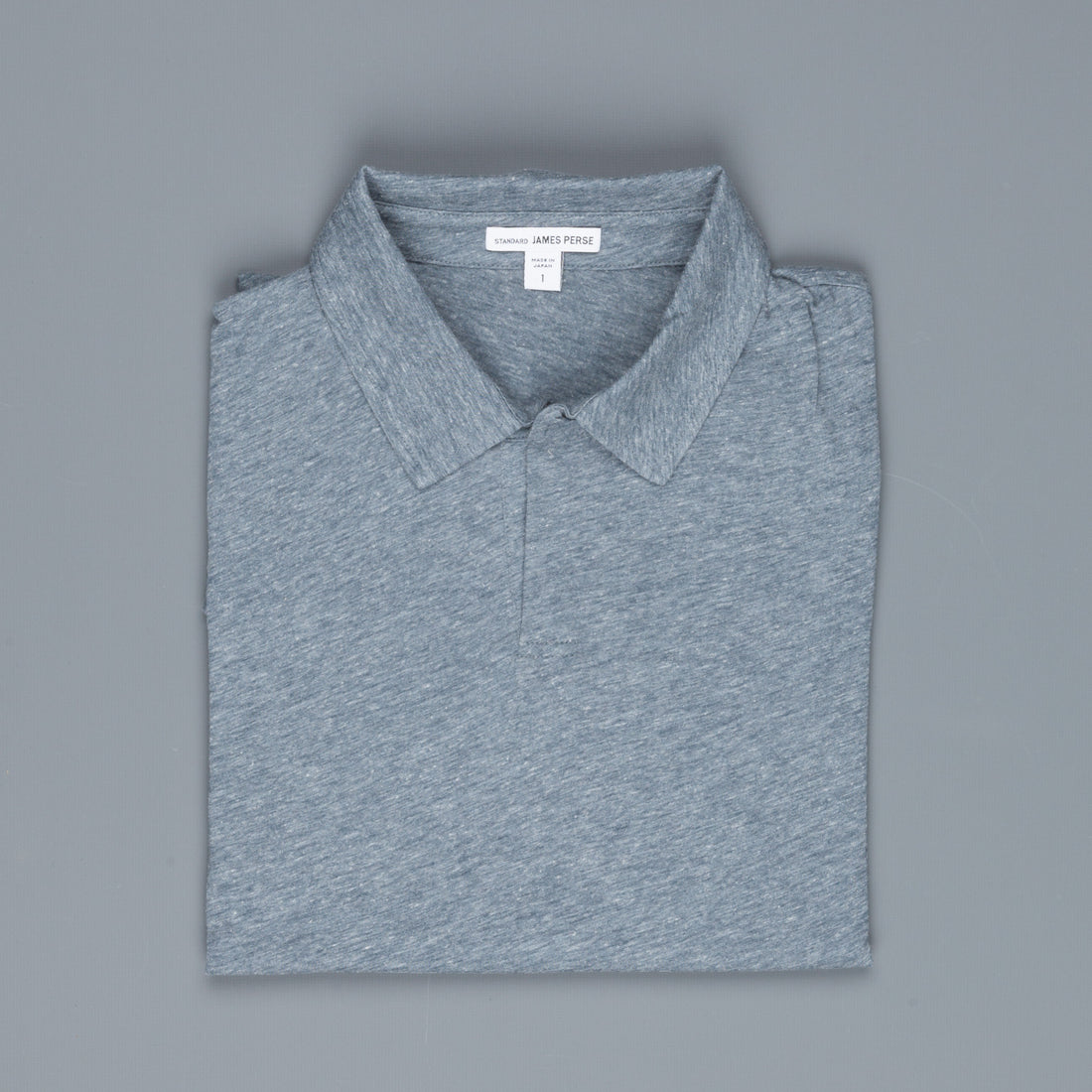 James Perse Japan Melange jersey polo l/s Dusty Blue melange