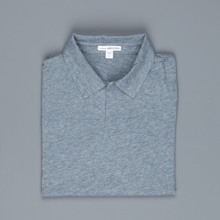 James Perse Japan Melange jersey polo l/s Dusty Blue melange