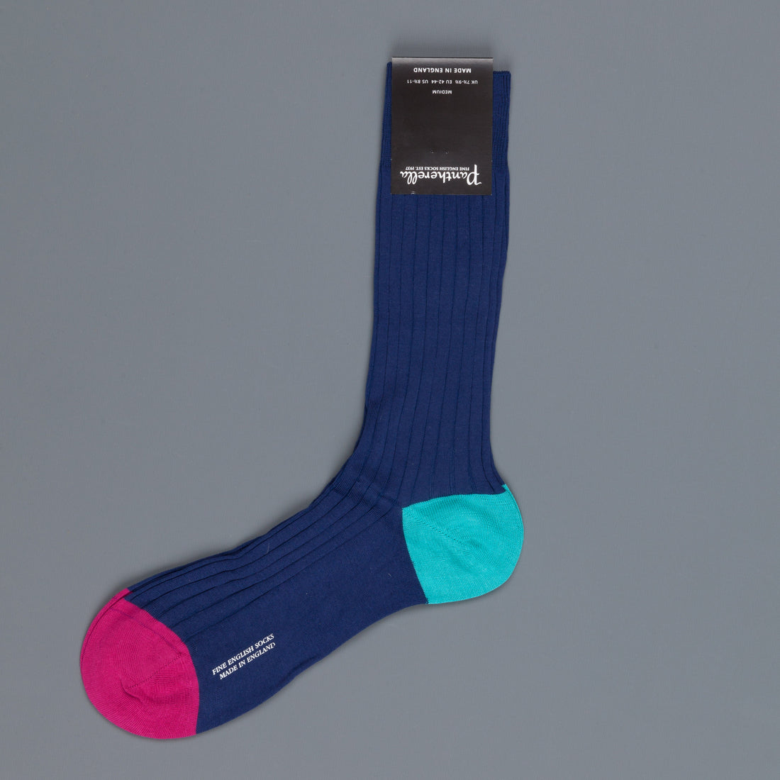 Pantherella Portobello Ocean Navy Socks in egyptian cotton lisle