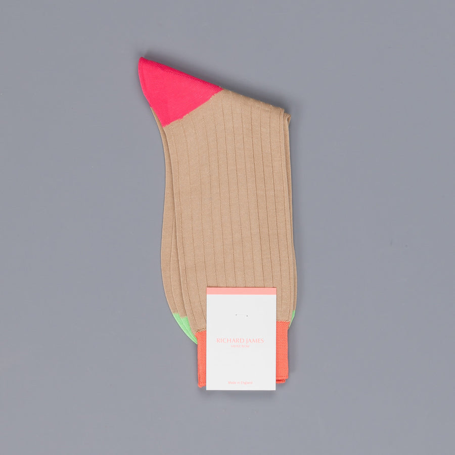 Richard James Berber cotton socks in Light Khaki