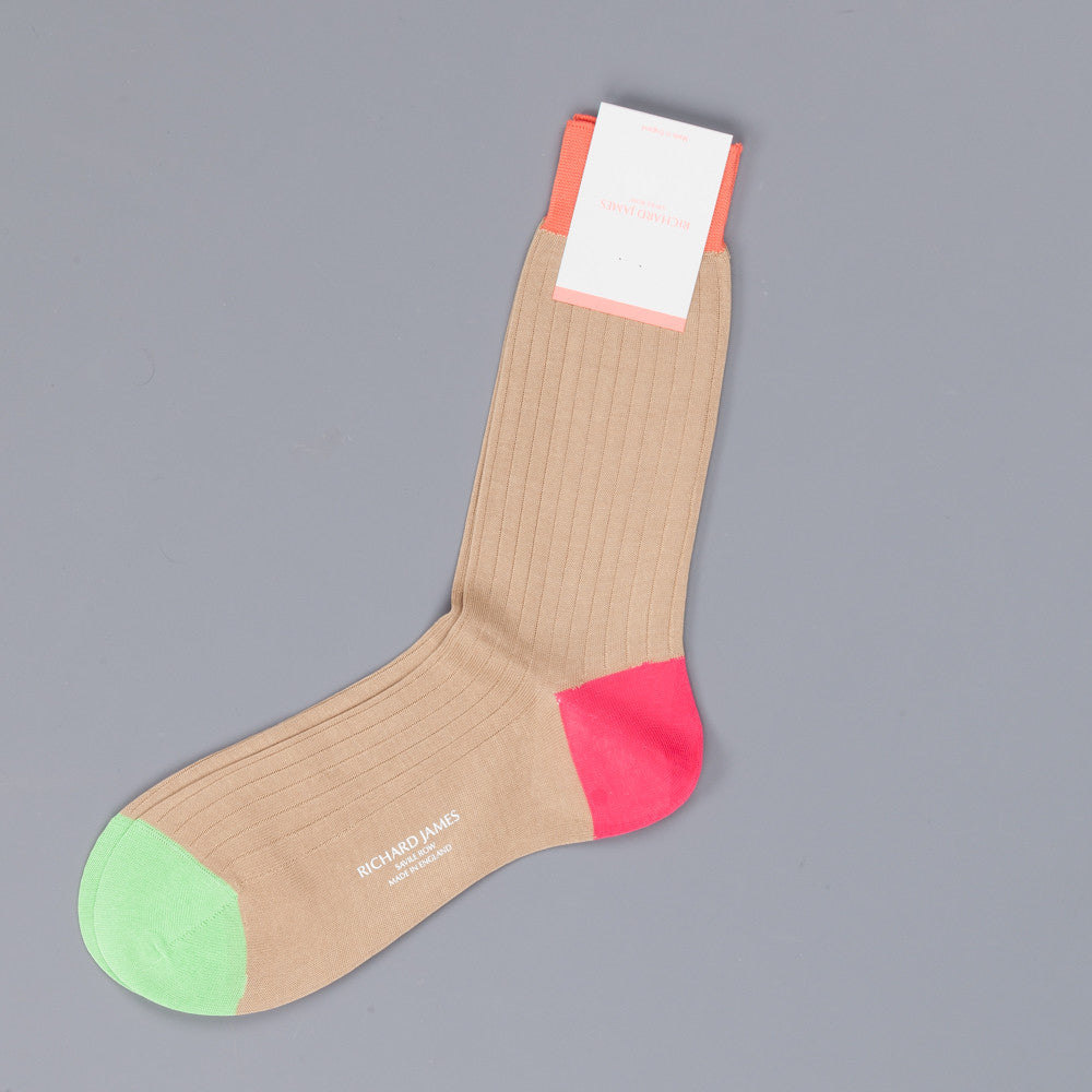 Richard James Berber cotton socks in Light Khaki