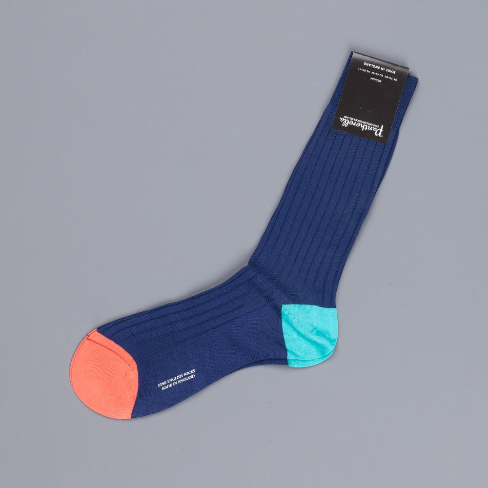 Pantherella Portobello Ocean socks in egyptian cotton lisle
