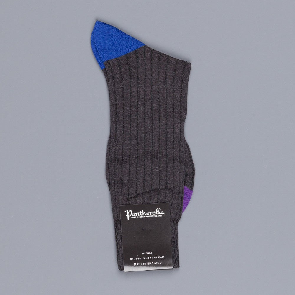 Pantherella Portobello Dark Grey socks in egyptian cotton lisle
