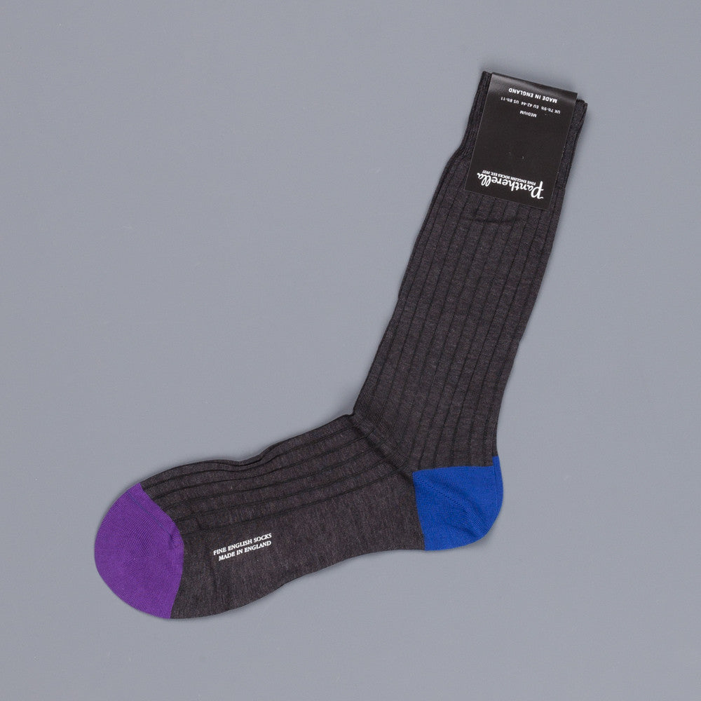 Pantherella Portobello Dark Grey socks in egyptian cotton lisle