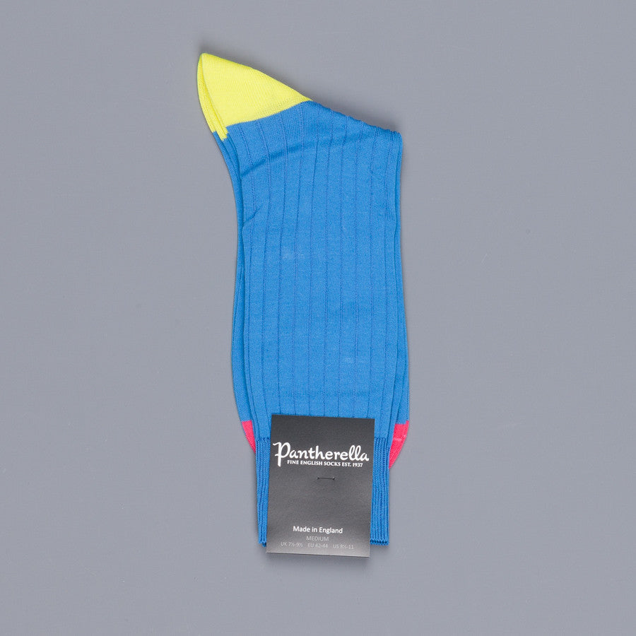 Pantherella Portobello Brit Blue Socks in egyptian cotton lisle