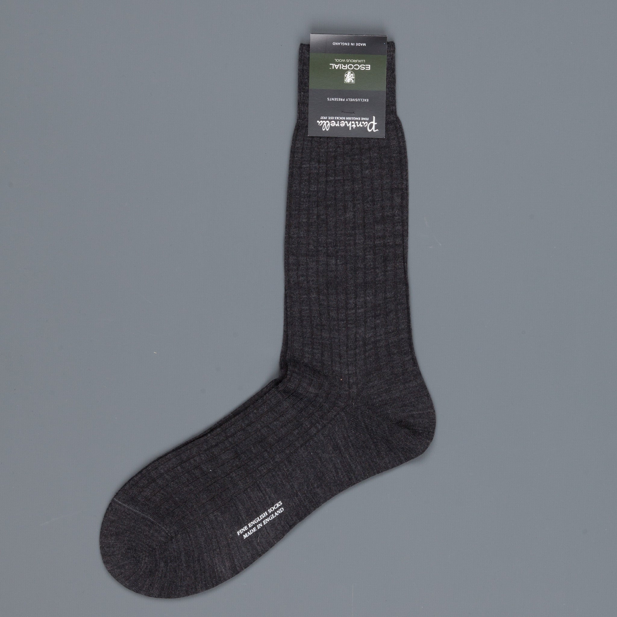 Pantherella Escorial wool ankle high socks Dark Grey