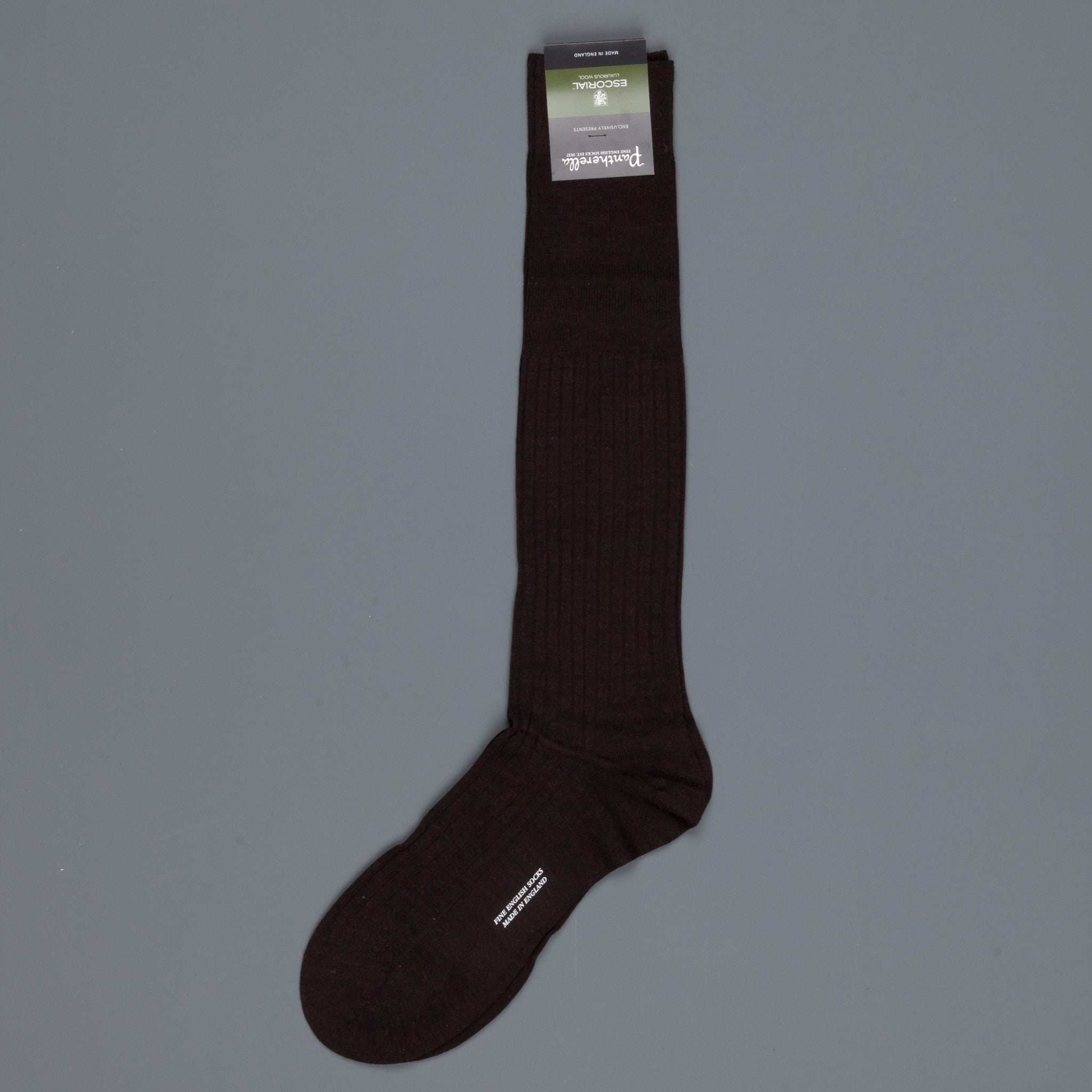 Pantherella Escorial wool Knee high socks Dark Chocolate