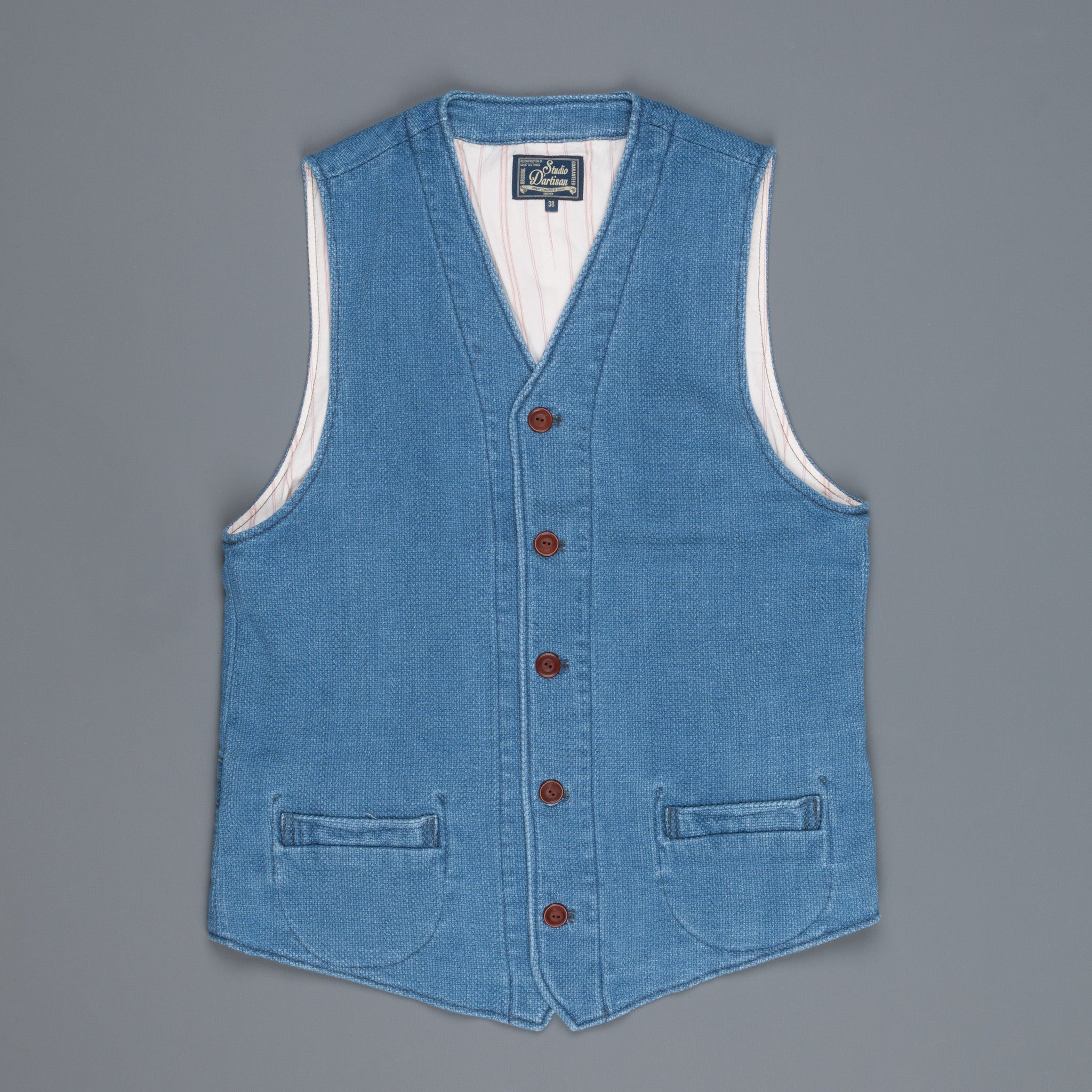 Studio D&#39;Artisan indigo dyed waistcoat model 4413U