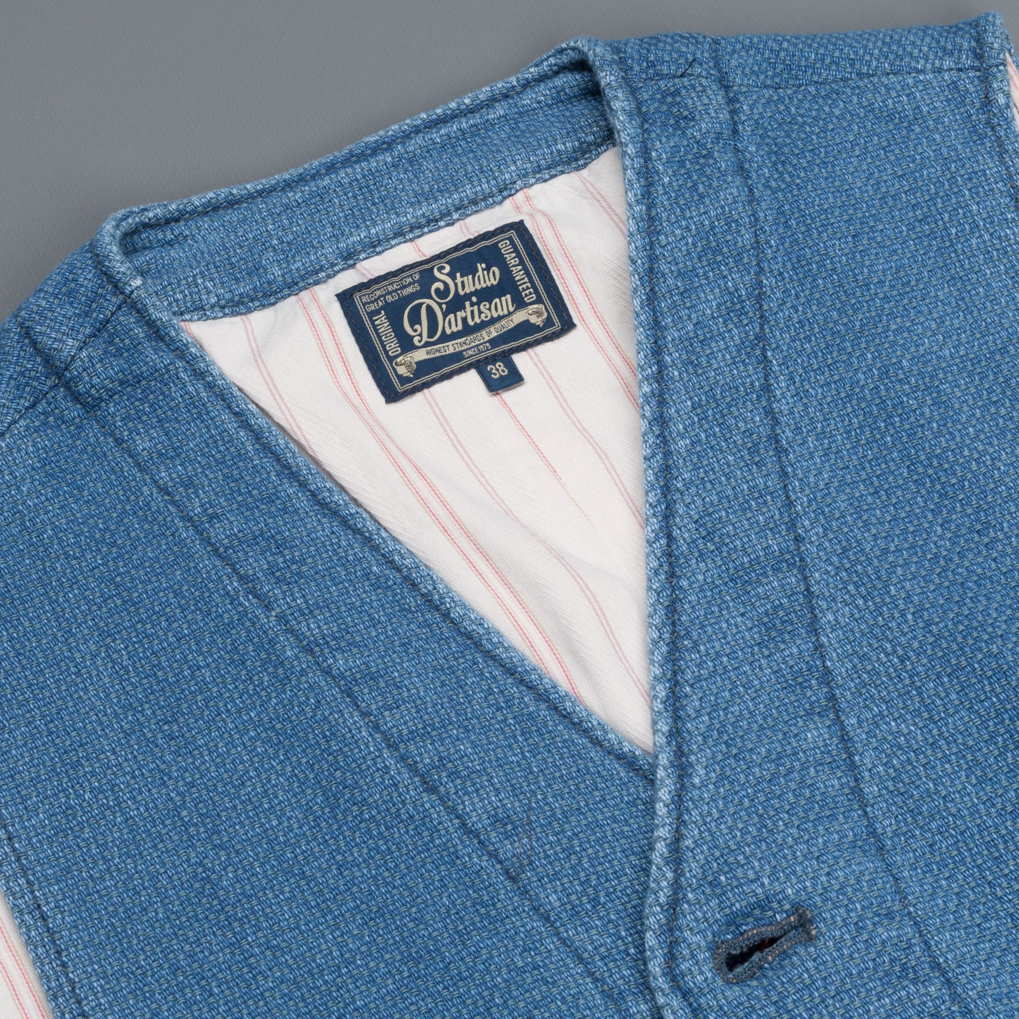 Studio D&#39;Artisan indigo dyed waistcoat model 4413U