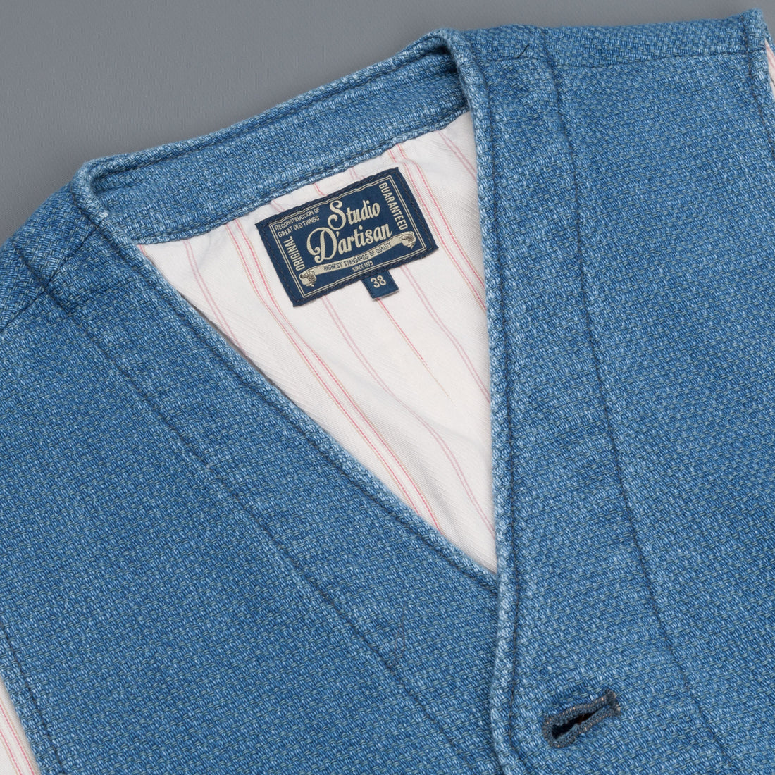 Studio D'Artisan indigo dyed waistcoat model 4413U