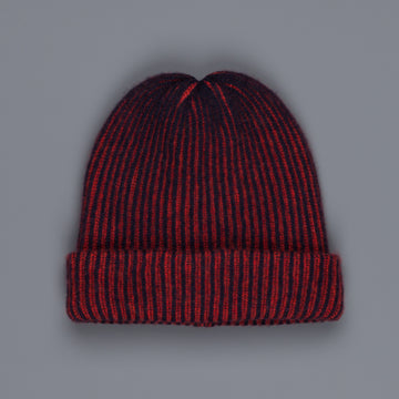 The Elder Statesman 100% Cashmere Watchman cap in Navy/Red