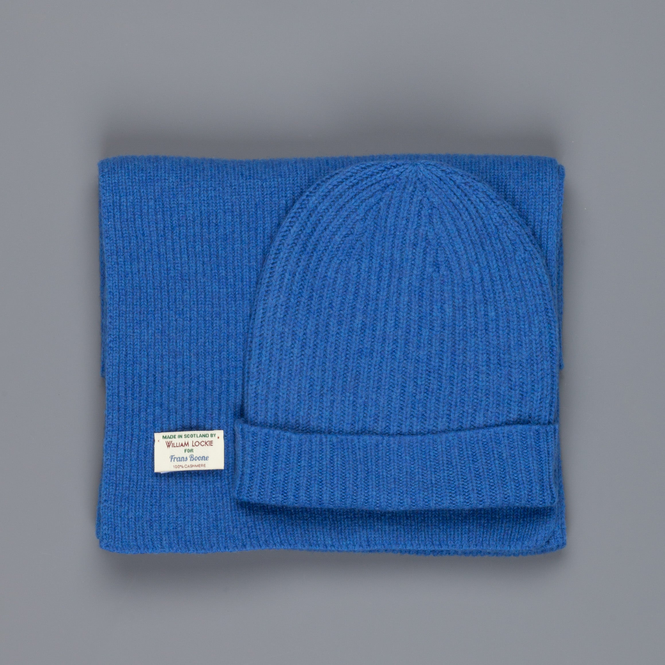 William Lockie Cashmere Ribbed Hat And Scarf Set M10064